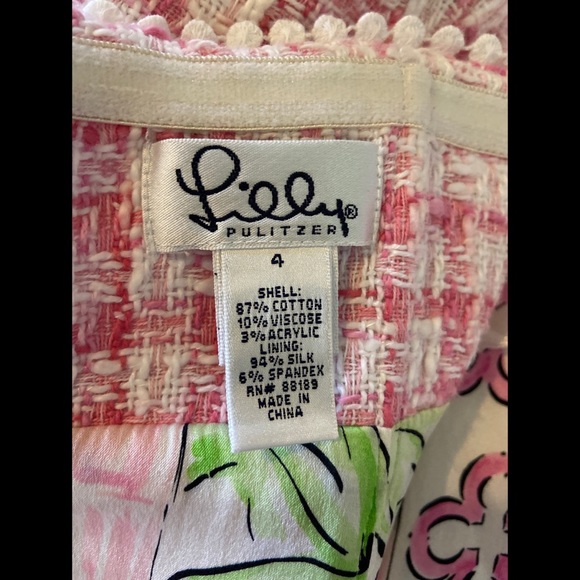 Lilly Pulitzer Pink & White Tweed Strapless Dress Size 4 - Picture 4 of 5